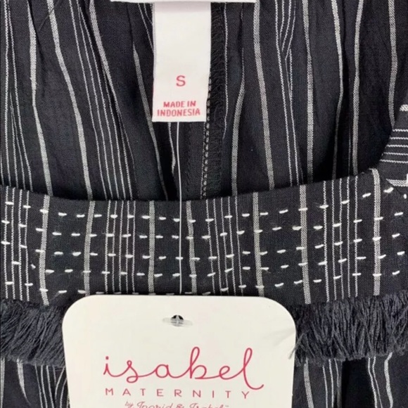 Isabel Maternity Grey Striped Short Sleeve Top Size S Maternity - Picture 3 of 5